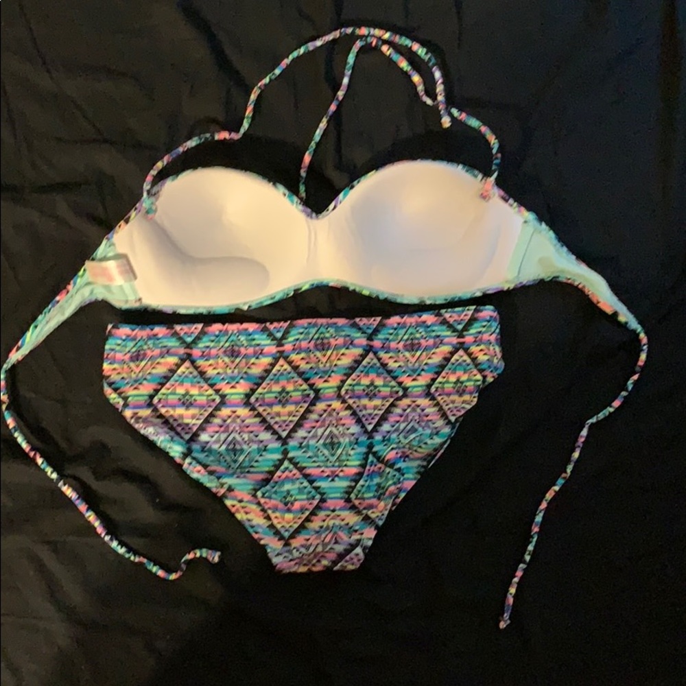 Multi-Color Patterned Neon Halter/Strapless Bikini - Picture 2 of 2